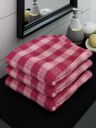 Athom Living Ecosaviour Premium Cotton Bath Towel Pink Checkers (Pack of 3)...