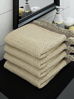 Athom Living Ecosaviour Premium Cotton Bath Towel Waffle Beige (Pack of 4)
