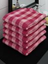 Athom Living Ecosaviour Premium Cotton Bath Towel Pink Checkers (Pack of 5)...