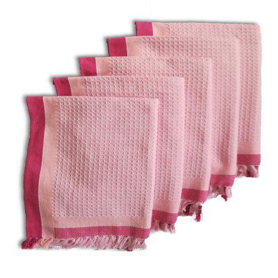 Athom Living Light Weight Cotton Premium Waffle Border Bath Towel 75x150 cm Pack of 5