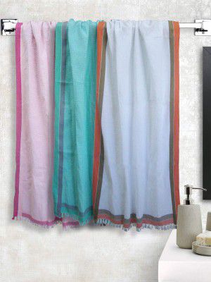 Athom Living Light Weight Cotton Premium Waffle Border Bath Towel 75x150 cm Pack of 3