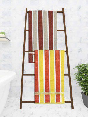 Athom Trendz Ecosaviour Striped Cotton Bath Towel 70x140 cm Multicolour Pack of 2