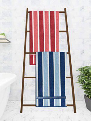 Athom Trendz Ecosaviour Striped Cotton Bath Towel 70x140 cm Multicolour Pack of 2