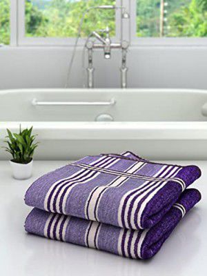 Athom Trendz Ecosaviour Striped Cotton Bath Towel 70x140 cm Multicolour Pack of 2