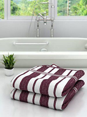 Athom Trendz Ecosaviour Striped Cotton Bath Towel 70x140 cm Multicolour Pack of 2