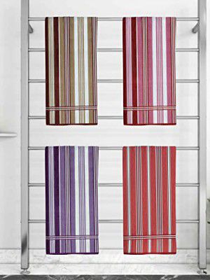 Athom Trendz Ecosaviour Striped Cotton Bath Towel 70x140 cm Multicolour [ Pack of 4 ]