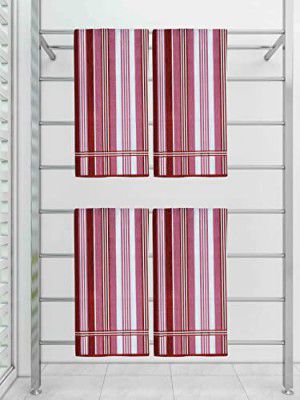Athom Trendz Ecosaviour Striped Cotton Bath Towel 70x140 cm Multicolour Pack of 4