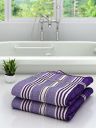 Athom Trendz Ecosaviour Striped Cotton Bath Towel 70x140 cm Multicolour Pack of 2...