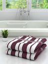 Athom Trendz Ecosaviour Striped Cotton Bath Towel 70x140 cm Multicolour Pack of 2...