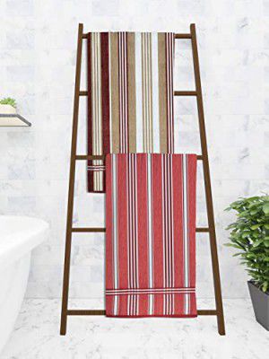 Athom Trendz Ecosaviour Striped Cotton Bath Towel 70x140 cm Multicolour Pack of 2