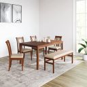 @home by Nilkamal Jewel 6 Seater Solid Wood Dining Table Set with Chairs & Bench (Walnut)...