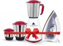Athots Diamond 550 W Mixer Grinder  (Eco Mingle CNC Hybrid Power Full 555 W Mixer (3 Jar) + 1100 W Dry Iron | 3 Jars | White, cheery, With Iron)...