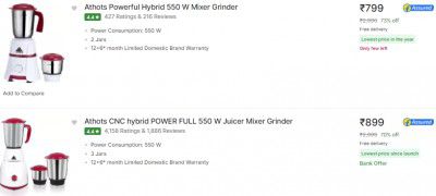 Athots Mixer Juicer Grinder Starts at ₹799