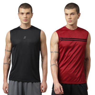 ATICX Men's Slim Fit Polyester Sleeveless T Shirt - Sando Top Tank Muscle Tee for Sports, Gym, Running