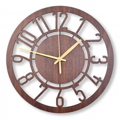 ATLAAYA Designer Wooden Wall Clock Home Decor , Living Room, Bedroom, Office and Hall (12 inches, Brown , MDF)