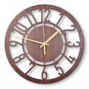 ATLAAYA Designer Wooden Wall Clock Home Decor , Living Room, Bedroom, Office and Hall (12 inches, Brown , MDF)...