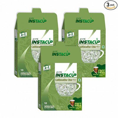 Atlantis Instacup 3 in 1 Instant Cardamom Chai Premix 30 Sachets X 14 Grams (Free 30 Stirrers and Paper Cups inside the pack) | Instant Tea Premix