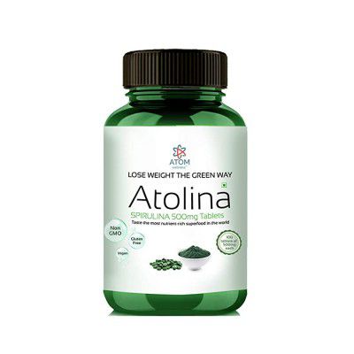 Atolina Spirulina Tablets, Multi Vitamin, High Protein, Immunity booster, Organic natural Superfood, Vegan - 500mg, 100 Tablets