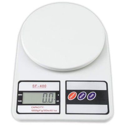 ATOM Digital Kitchen Weighing Scale & Food Weight Machine Health, 10kg X 1gm, Fitness, Home Baking & Cooking, White. Domestic Use Only (SF400) | 2 Batteries included