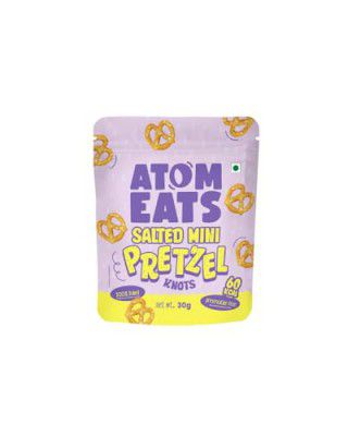 Atom Eats Salted Pretzel Mini Knots 30g | 100% Baked | Savory Snacks, Crunchy Namkeen - Perfect for Snack Box, Parties, On-the-Go Versatile Food Items