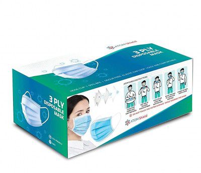 ATOM wellness ATOM Shield 50 3 ply mask in self dispenser box | Unisex | Adults