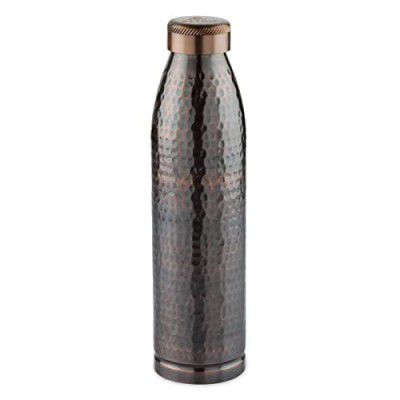Attro Aarogyam 1000ml Slim Vinatge Hammered Finish Joint-Less Copper Water Bottle Improves Immunity, Nervous & Digestive System