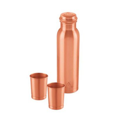 Attro Aarogyam 1000ml Tatva Copper Water Bottle & 2 Glass Set 