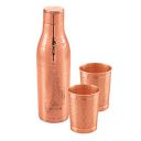 Attro Aarogyam Amulya Hammered Finish Joint-Less Copper Water Bottle with 2 Glasses for Improves Immunity, Nervous & Digestive System - 1000 ml...
