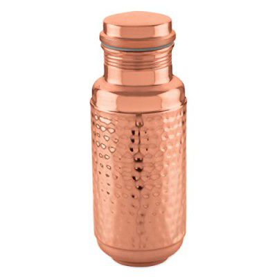 Attro Aarogyam Big 1300ml Hammered Finish Joint-Less Copper Water Bottle Improves Immunity, Nervous & Digestive System