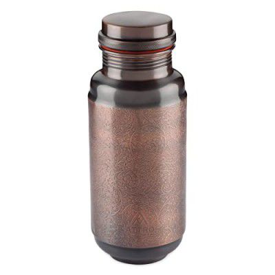 Attro Aarogyam Big - 1300ml Vintage Finish Joint-Less Copper Water Bottle Improves Immunity, Nervous & Digestive System, Brown, Standard