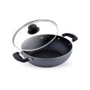 Attro Aluminium Induction & Gas Stove Compatible Non Stick 3mm Thickness Heavy Duty Kadhai  (240 mm, Black)...