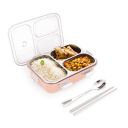 Attro Bento 3 Compartment Stainless Steel Lunch Box with Steel Cutlery Inside, 750 ml - Pink...