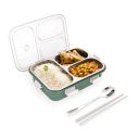 Attro Bento 3 Compartment Stainless Steel Lunch Box with Steel Cutlery Inside, Heating & Water Insulation Design Use for Office, School & Travelling, 750 ml - OliveGreen...