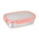 Attro Click Eat Big Stainless Steel Lunch Box with 1 Small Container Airtight & Spill Proof BPA Free Ideal - 900ml+200ml Peach...