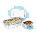 ATTRO Click Eat Junior Stainless Steel Lunch Box - 650ml+140ml Sky Blue...