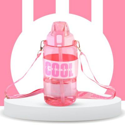 ATTRO Cool 1100ml Gallon bottle & Filp Top Lid Easy To Carry Grip Handle & Detachable Belt,Hydration Tracke - Blush Pink