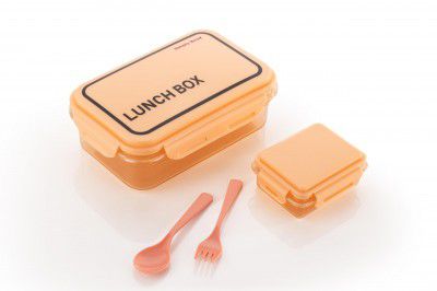 ATTRO Crunch Plastic Lunch Box Airtight, BPA-Free Comes with Fork & Spoon - 900ml