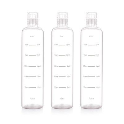 ATTRO Crystal 600ml Plastic Water Bottle BPA Free Leakproof, Fridge Safe | Encourages Water Intake Set of 3- Transperent Clear