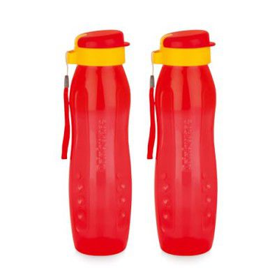 ATTRO Drinkware 1-Liter Flip-Top Cap, Set of 2- Red