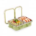 ATTRO Duo Meal Stainless Steel Lunch Box with 2 Partition, Microwave Safe, Airtight Leakproof Silicone Seal Lid, BPA-Free Food Grade Tiffin Box – 650ml – Green...