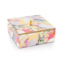 ATTRO Elegant Rainbow Gold Designer Wooden Square Multipurpose Storage Box with Lid for Kitchen...