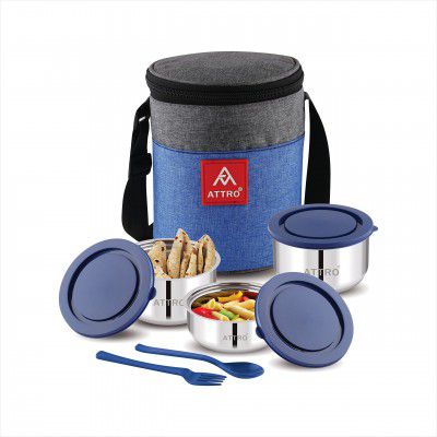 Attro Fresho Stainless Steel Double Wall Lunch Box