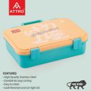 ATTRO Fun Bite Stainless Steel Lunch Box – 3 Compartment Bento Tiffin...