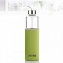 ATTRO Glassox Aqura 750ml Borosilicate Glass Water Bottle with Sleeve & Steel Lid (Green)...