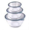 Attro Glassox Classic Mixing Bowl with lid Borosilicate Glass Bowl Set of 3 500ml, 1000ml, 1600ml...