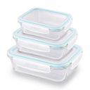 ATTRO Glassox Classic Rectangle Lunch Box Set of 3 370 ML, 630 ML, 1040 ML...