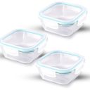 ATTRO Glassox Classic Square Lunch Box with Locking Lid...