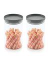ATTRO Glassox Stack-O Borosilicate Round Glass Storage Jar with Airtight PP Lid - 1000ml Set of 2...