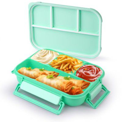 ATTRO Gourmet 4 Compartment Lunch Box Portable Meal Organizer – 1000ml Mint Green