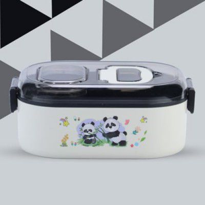 Attro Happy Meal Lunch Box Comes - 700ml Panda Black
